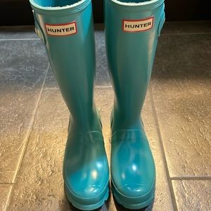 Hunter tall light blue rain boots